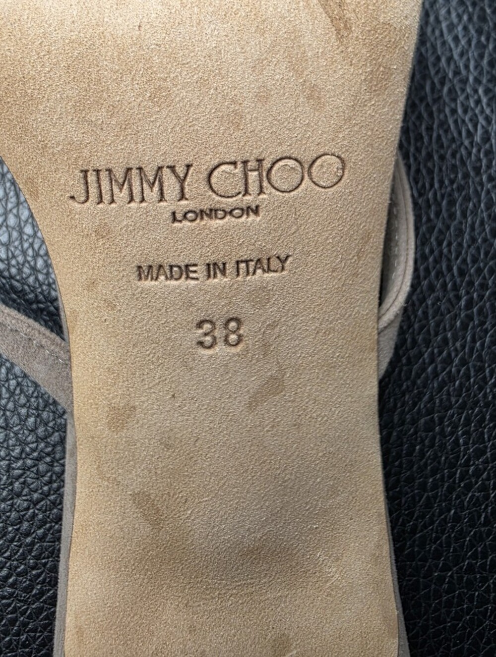 JIMMY CHOO Maelie 70 Strappy Mule Sandal In Taupe/Gray Suede - Picture 14 of 14